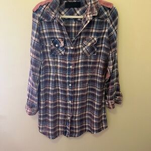Plaid Button-Up Shirt